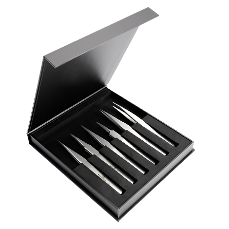Tweezers: Bergeon Anti-Magnetic Precision Tweezers, Set of 8, 7026-AC6 - Bergeon