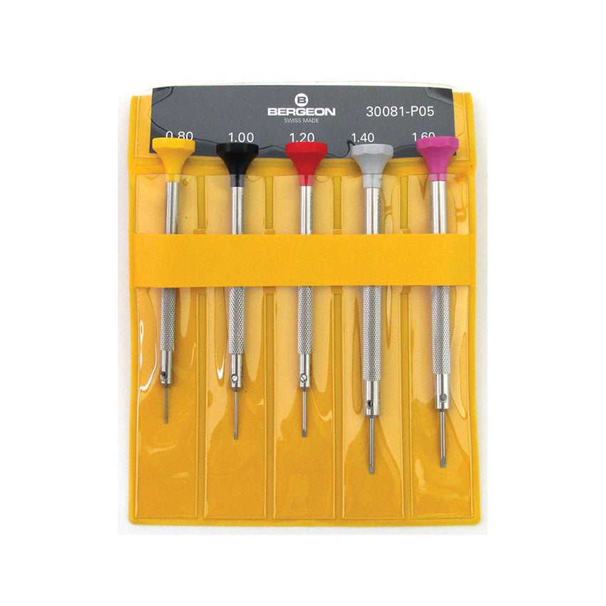 Screwdriver Assortments: Bergeon V-Blade Screwdrivers, Set of 5, 30081-P05 - Bergeon