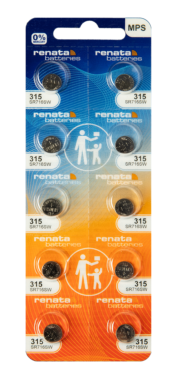 Renata: Renata Silver Oxide Battery, 315, SR716SW, SR67, 7.9mm x 1.65mm - Strip of 10 - Renata