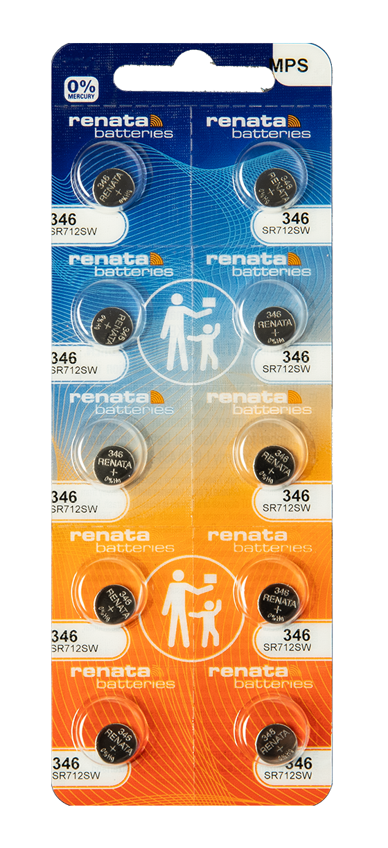 Renata: Renata Silver Oxide Battery, 346, SR712SW, 7.9mm x 1.25mm - Strip of 10 - Renata