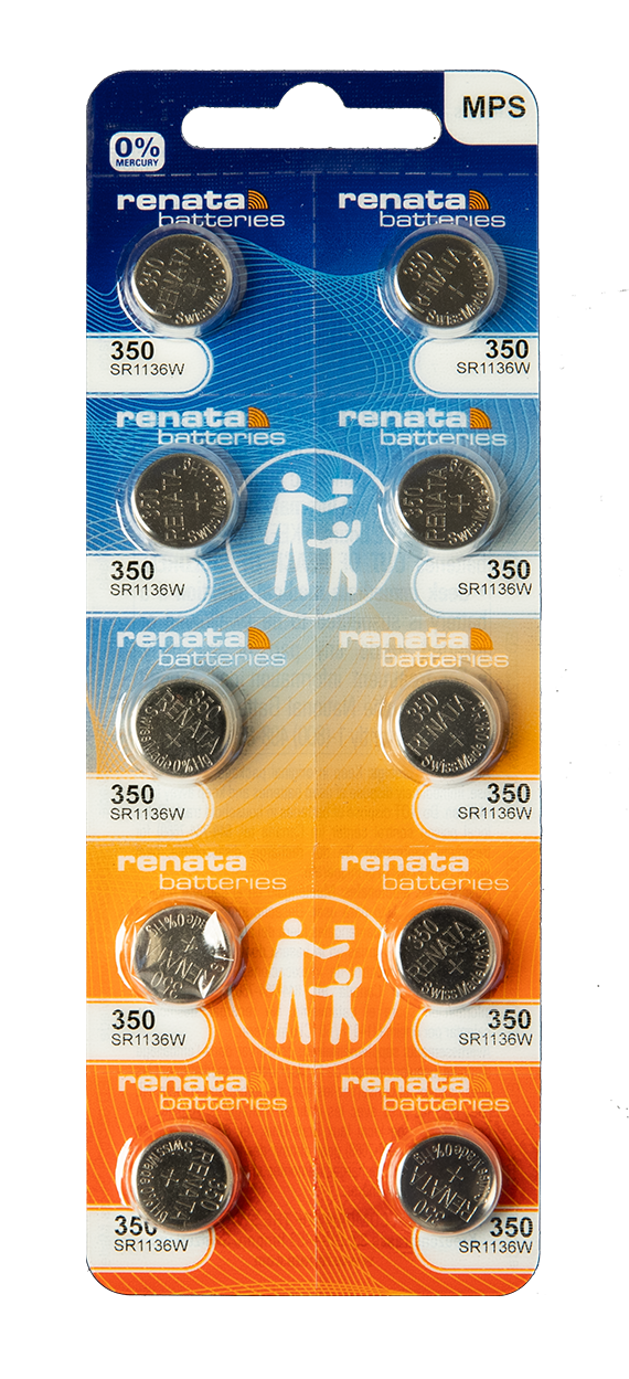 Renata: Renata Silver Oxide Battery, 350, SR1136W, SR42, 11.6mm x 3.6mm - Strip of 10 - Renata