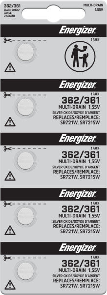 Energizer Silver Oxide Battery, 362/361 - Strip of 5