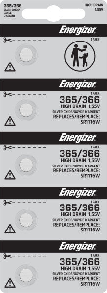 Energizer Silver Oxide Battery, 365/366 - Strip of 5
