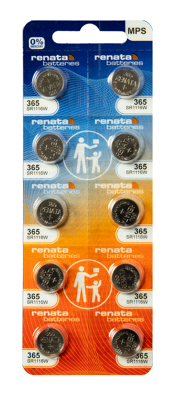 Renata: Renata Silver Oxide Battery, 365, SR1116W, 11.6mm x 1.65mm - Strip of 10 - Renata