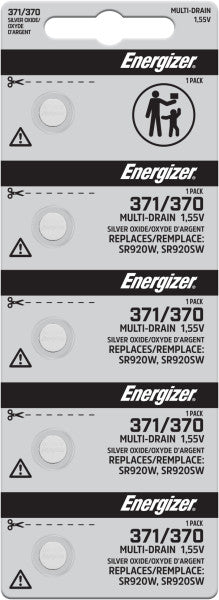 Energizer Silver Oxide Battery, 371/370 - Strip of 5
