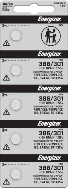 Energizer Silver Oxide Battery, 386/301 - Strip of 5