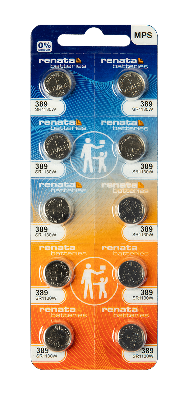 Renata Silver Oxide Battery, 389, SR1130W, SR54, 11.6mm x 3.05mm