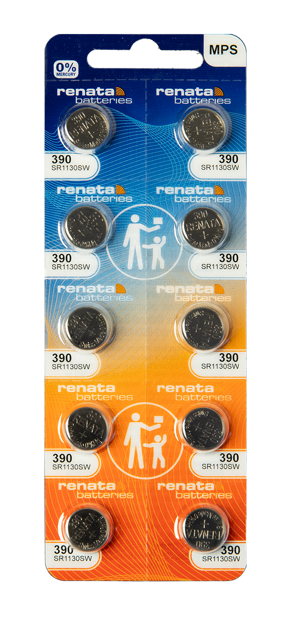 Renata Silver Oxide Battery, 390, SR1130SW, 11.6mm x 3.05mm