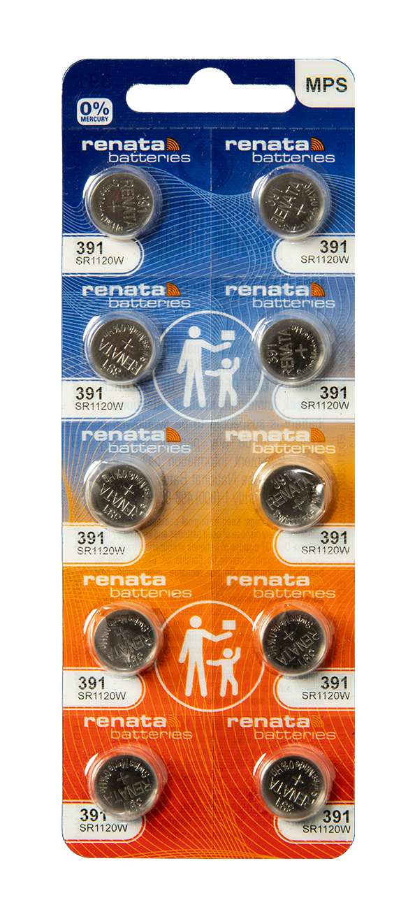 Renata Silver Oxide Battery, 391, SR1120W, SR55, 11.6mm x 2.05mm