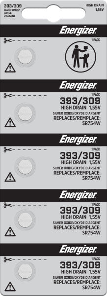 Energizer Silver Oxide Battery, 393/309 - Strip of 5