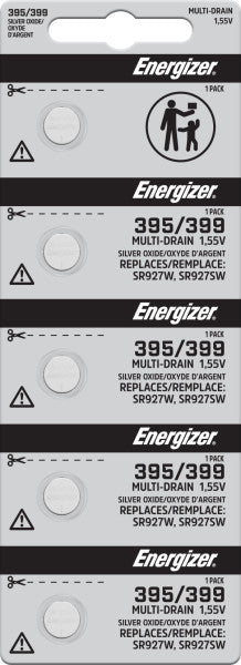 Energizer Silver Oxide Battery, 395/399 - Strip of 5