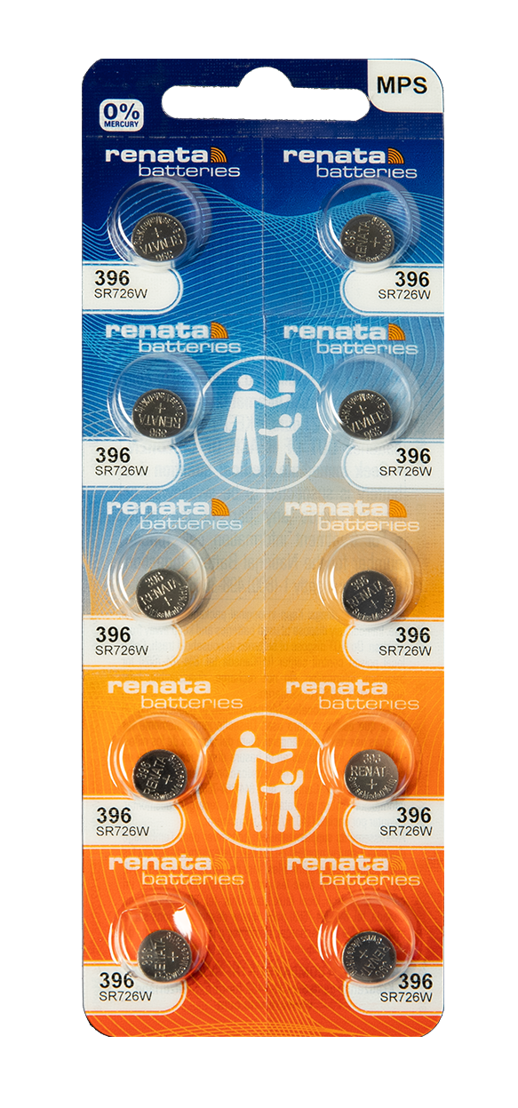 Renata Silver Oxide Battery, 396, SR726W, SR59, 7.9mm x 2.6mm