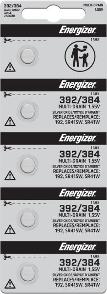 Energizer Silver Oxide Battery, 392/384 - Strip of 5