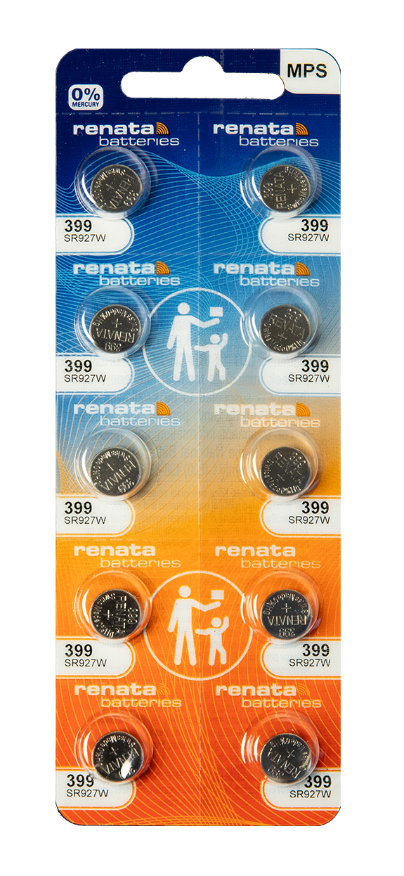 Renata Silver Oxide Battery, 399, SR927W, SR57, 9.5mm x 2.7mm