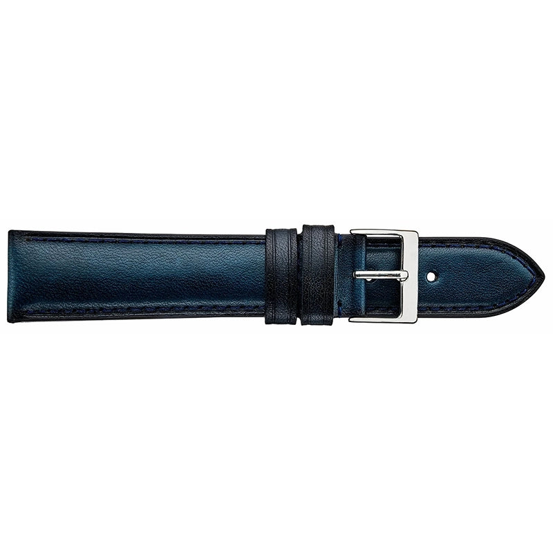 Padded Stitched Leather Watch Band, Blue, 18mm, 80 x 120mm