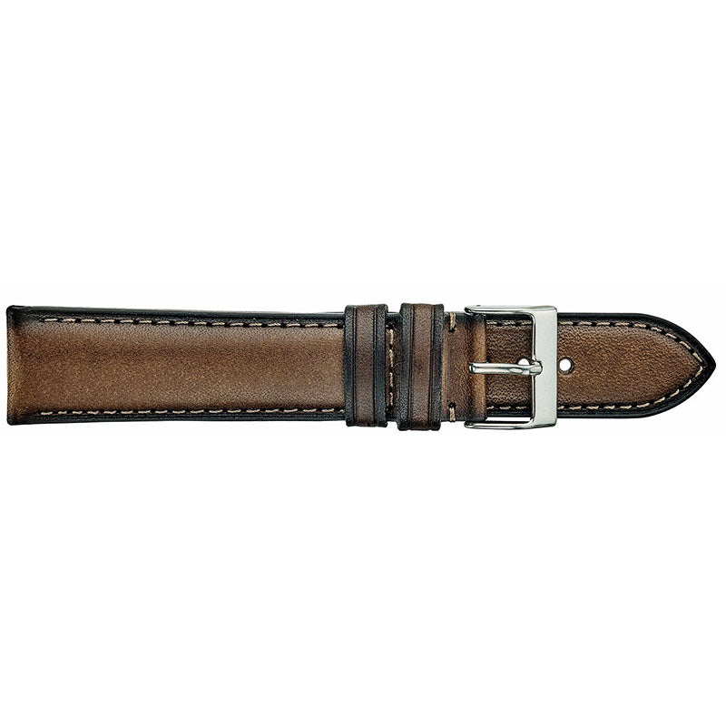 Padded Stitched Leather Watch Band, Dark Brown, 20mm, 80 x 120mm