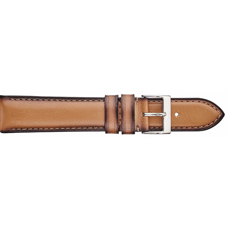 Padded Stitched Watch Band, Light Brown, 20mm