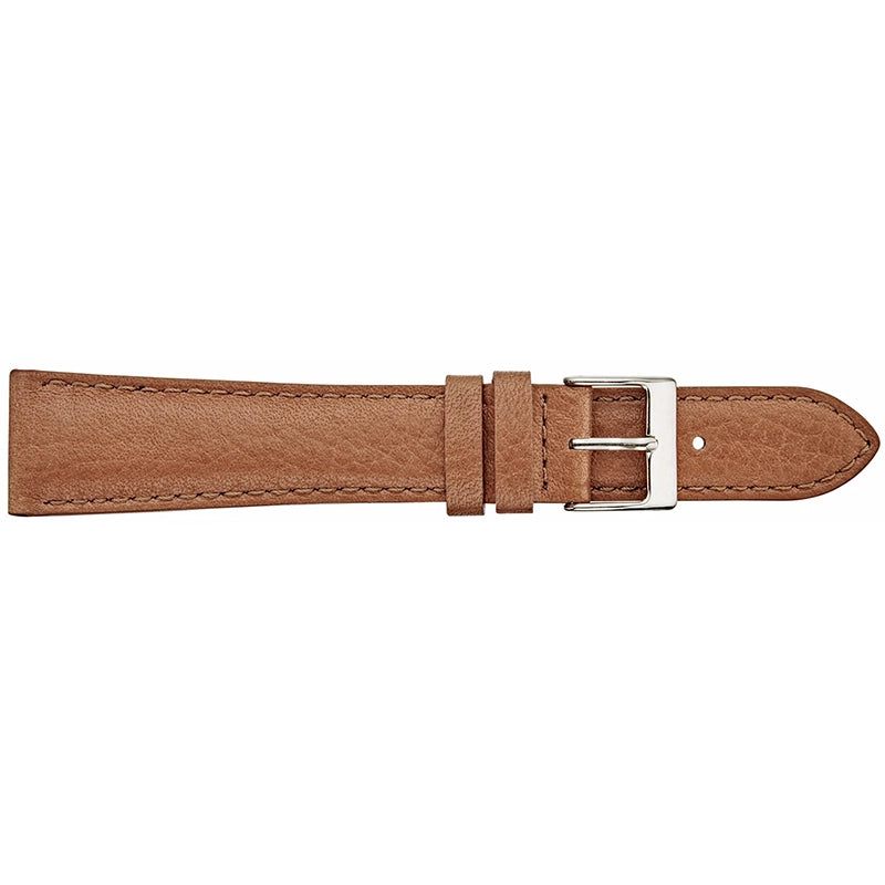 Padded Stitched Leather Watch Band, Tan, 20mm, 3-4mm Taper
