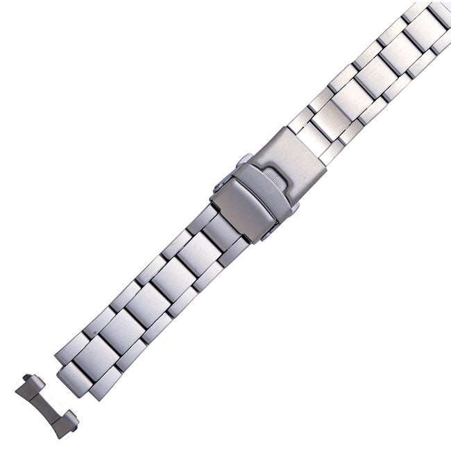Watch Band with Pushbutton, 18mm, Stainless Steel, Curved Ends