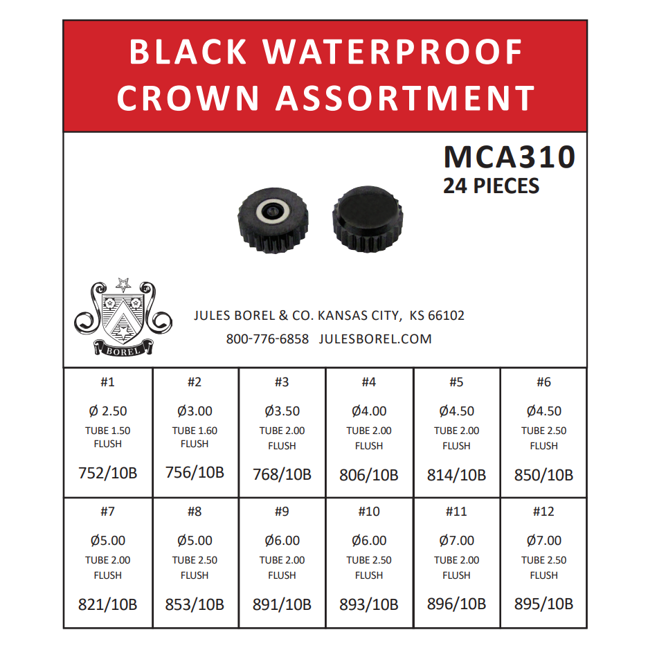 Crown Assortments: Black Crown Assortment, 24 Pieces - Jules Borel