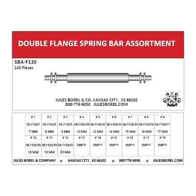 Spring Bar Assortments: Double Flange Spring Bars, 1.20mm, 7–20mm Lug Sizes, 240 Pieces - Jules Borel