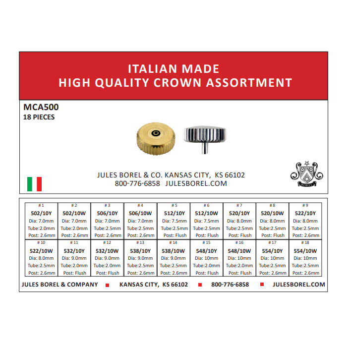 Crown Assortments: Extra-Large Crown Assortment, 18 Pieces - Jules Borel