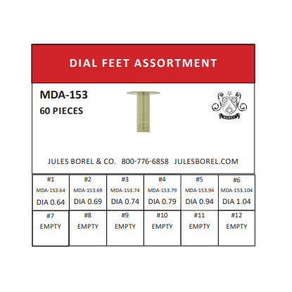 Dial Feet Assortments: Dial Feet Assortment, 60 Pieces - MDA-153 - Jules Borel