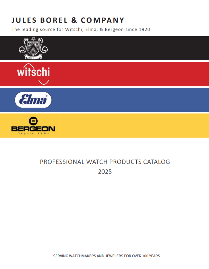 Cover of Jules Borel & Company professional watch products catalog with brand logos and text.