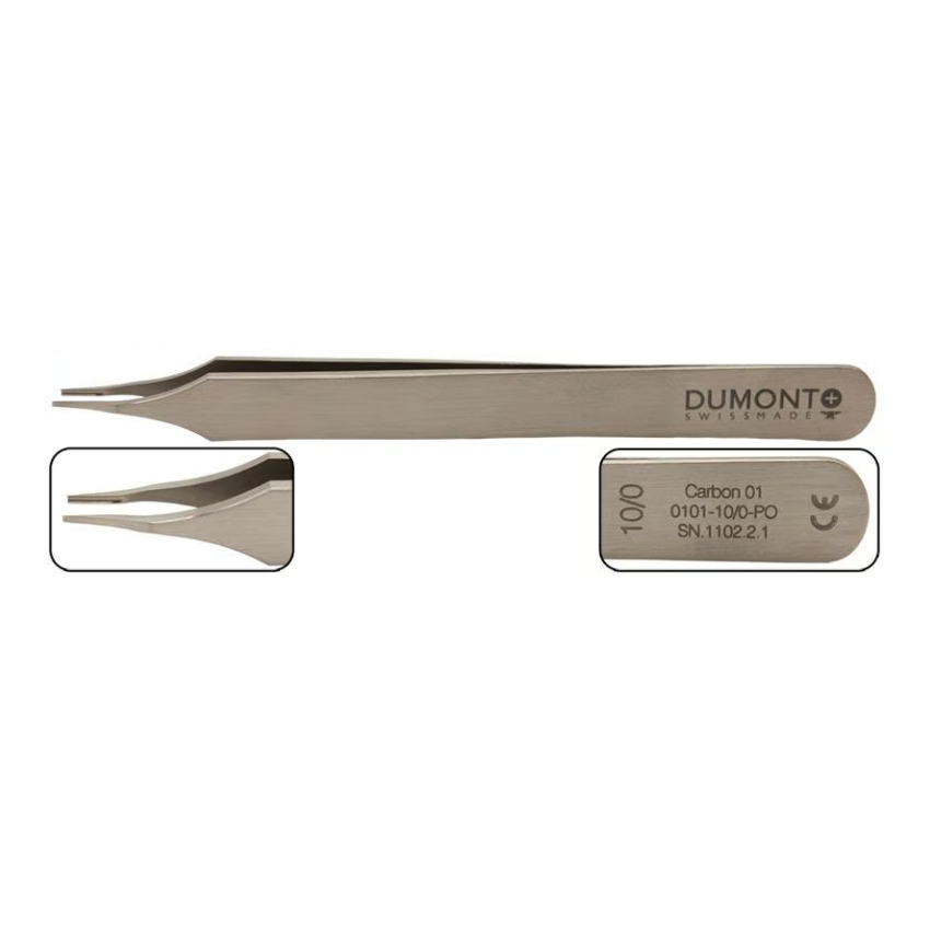 Tweezers: Dumont Tweezers for Shaping Breguet Hairspring, Tip 0 - 0101-10/0-PO - Dumont