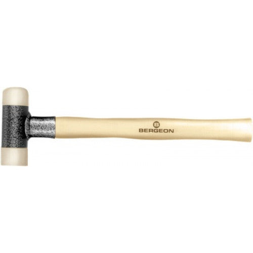 Bergeon Synthetic Nylon Hammer,  Flat and Rounded, Head Length 68mm, Face Diameter 22mm, 5986-22