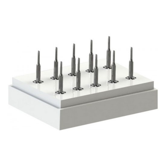 Screwdriver Blades: Screwdriver Blade Assortment with Base, Set of 10, Straight and Phillips, 7745-MS - Bergeon