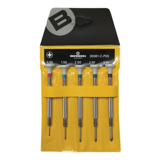 Screwdrivers: Bergeon Phillips Screwdriver Assortment, Set of 5, 30081-C-P05 - Bergeon