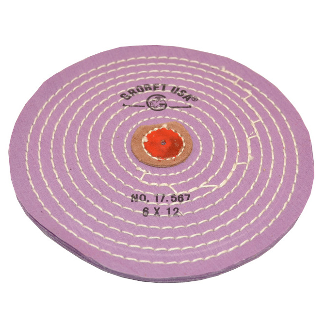 Muslin Buffs: Berry Buff for Polishing Platinum, Knife, Muslin, Ply 12, Diameter 6" - Grobet