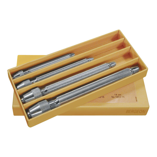 Bergeon Square-Head Pin Vises, Set of 4, 1842-B - Jules Borel & Co.