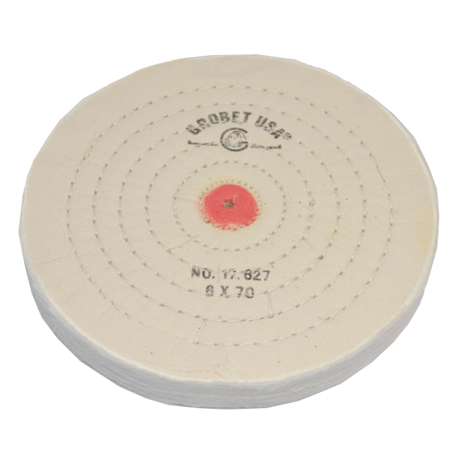 Muslin Buffs: Muslin Finex Buff, Shellac Center, Ply 70, Diameter 6" - Grobet