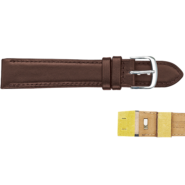 Padded Leather Watch Band, 14mm, Brown - JB-149.2.14