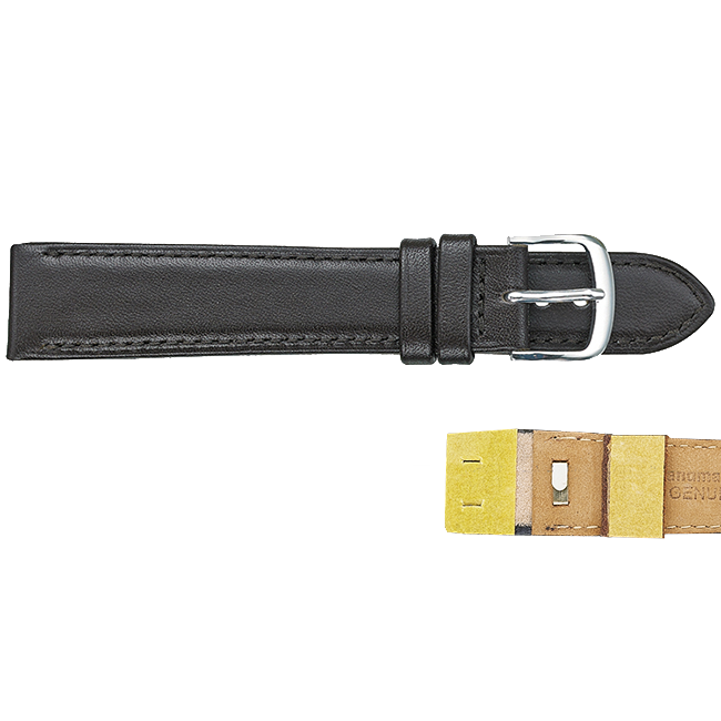 Padded Leather Watch Band, 10mm, Black - JB-149.1.10