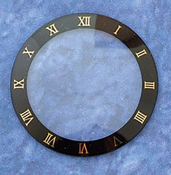Crystal, Mineral Glass with Yellow Roman Numerals - DRNB 180