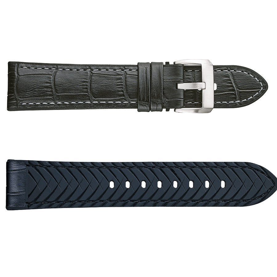 Alpine-Leather-Gator-Grain-Front-Silicone-Back-Black-24mm